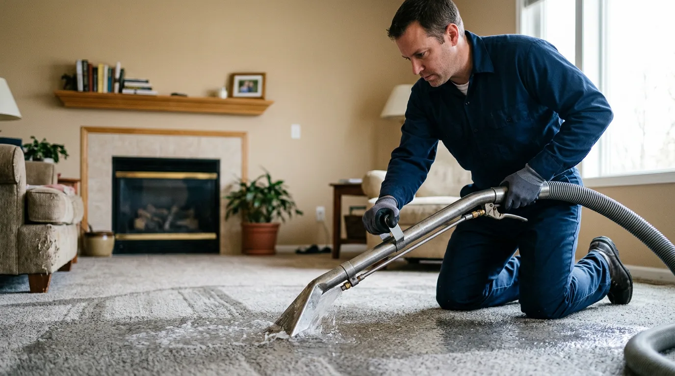 Water damage restoration technician working near Ringsted, IA